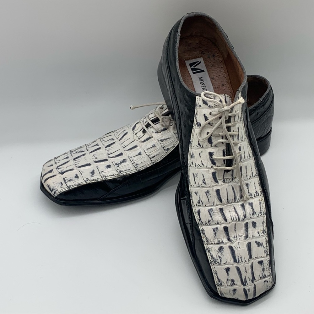 Monticelli Black & White Leather Oxford Dress Shoes 👞